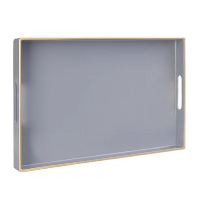 Gray Serving Tray with Handles Modern Grey Decorative Tray for Coffee Table P... - Image 1 of 4