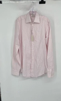Camisa con botones Suit Supply Traveller para hombre rosa blanco a rayas cuello sin talla Foto 1 de 4