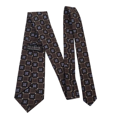 Corbata Jos A Bank Signature Collection para hombre 7 pliegues marrón azul seda bordada Foto 1 de 4