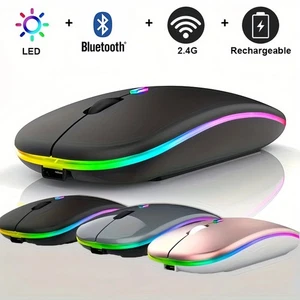 Wireless Bluetooth Dual Mode Mouse RGB Silent Rechargeable 1600DPI for PC Laptop - Picture 1 of 13