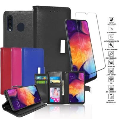 Стекло протектор экрана + двойной клапан кожаный бумажник чехол для LG Aristo 5/K31/K8X - Изображение 1 из 4