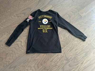 Nike Pittsburgh Steelers Kids Black Long Sleeve Salute To Service Shirt  14/16 L - Image 1 of 4