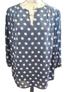 Top donna Pleione manica 3/4, geometrico floreale navy, taglia M - Foto 1 di 9