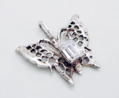 Colgante mariposa brutalista Estate de plata de ley 36 X 31 mm con circonita cúbica 10,8 gramos Foto 1 de 4