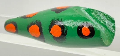 Vintage Handcrafted Wood Plug Fishing Lure Speckled Eyes Leopard Frog 2.75” Bass - Image 1 of 4