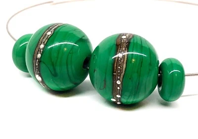 Cuentas de vidrio de murano hechas a mano con plata 999 marca Tamara Yarilo 4 piezas Foto 1 de 4