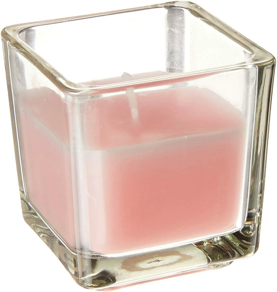 Zest Candle 12-Piece Votive Candles, Light Rose Square Glass - Image 1 of 4