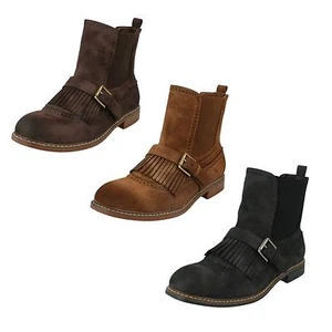 Mujer F50568 Negro Marrón Casual Invierno Botines Por Down To Earth Oferta - Imagen 1 de 17