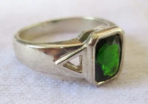 Anillo de turmalina brasileña natural de plata de ley vintage de primera calidad talla 8,5 - Imagen 1 de 6