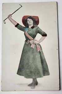 c 1910 PATRIOTIC PC FLAG SERIES WOMAN WEARING RED, WHITE & BLUE SASH W/ CROP - Picture 1 of 2