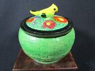 Lovely Vintage Made In  Japan  Yellow Bird Lidded  Preserve  Pot