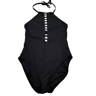Купальник женский цельный La Blanca размер XL черный с вырезом с бретелью через шею лестный пляж - Изображение 1 из 4
