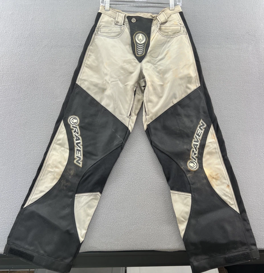 Pantalones de Paintball RAVEN Adulto Talla 30 Blanco Negro Estilo Deportivo Cintura Bolsillos Logo Foto 1 de 4