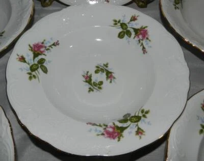 5 cuencos de sopa Royal Kent Polonia musgo rosa 8-1/4" borde en relieve borde dorado Foto 1 de 3