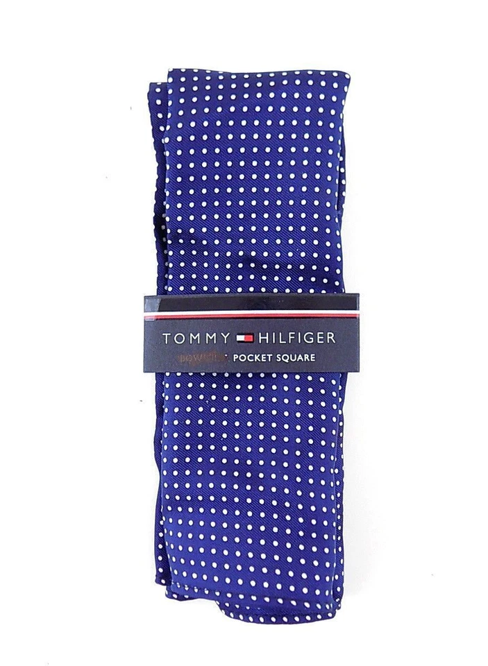 $126 Tommy Hilfiger Para Hombres Azul Blanco Lunares Pañuelo Clásico Bolsillo Cuadrado Foto 1 de 1