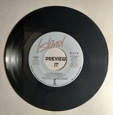 JOE COCKER & JENNIFER WERNES 45 RPM - UP WHERE WE BELONG / SWEET LI'L WOMAN - Image 1 of 4