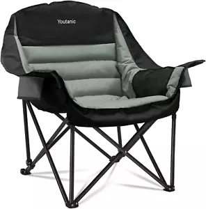 Oversized Camping Chair, Portable Folding Camping Chairs with Side Pocket, Cup H - Picture 1 of 11