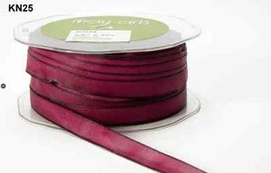 3/8 Inch Solid Two Tone Ribbon - May Arts - KN25 - Burgundy/ Dark Green - 50 yds - Picture 1 of 1