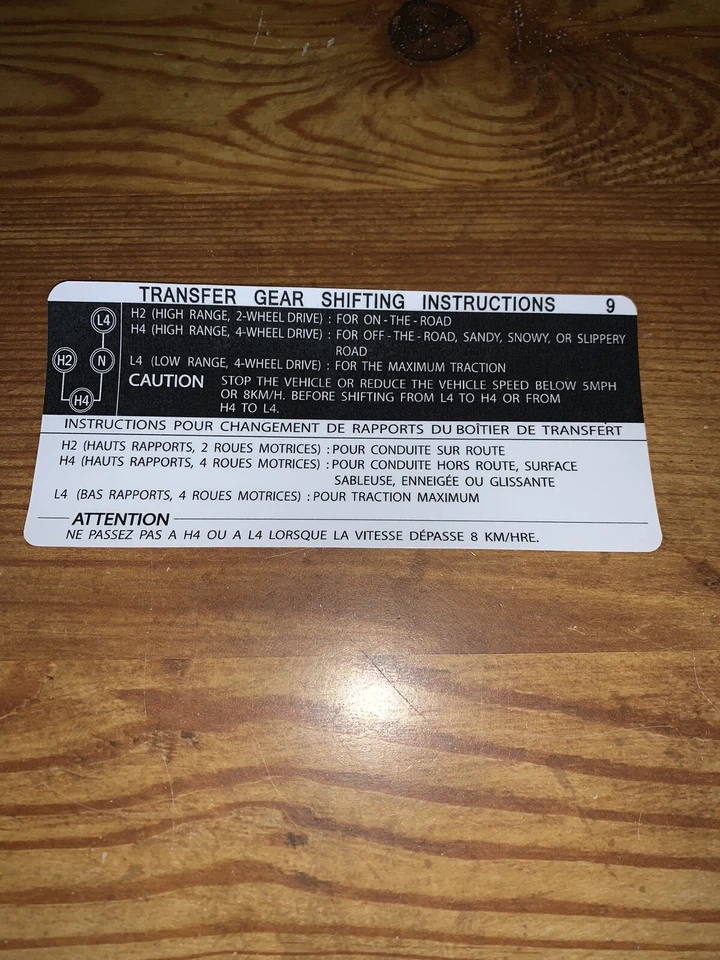 Toyota Truck Pickup 1984-89/4runner caja de transferencia calcomanía de instrucciones franco-canadá Foto 1 de 1