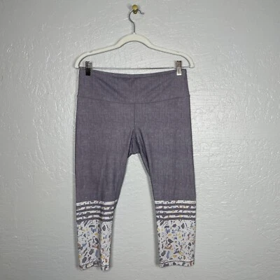 Legging Capri recortado atlético a rayas tiro medio estampado pilar gris talla L Prana Foto 1 de 4