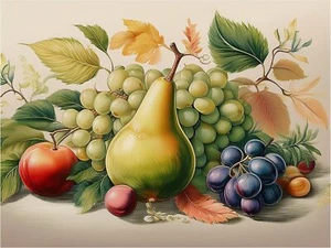 Tile Mural Still Life Fruit Bouquet Grape Kitchen Wall Backsplash Marble Ceramic - Picture 1 of 16