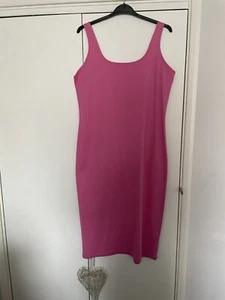 LADIES STRETCH CANDY PINK MIDI DRESS SIZE 16-18 NWT - Picture 1 of 2