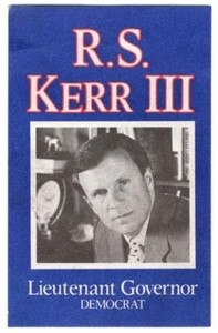 1986 ROBERT S KERR lll LT. GOVERNOR CAMPAIGN BUSINESS CARD OU OSU FOOTBALL SCHED - Picture 1 of 2