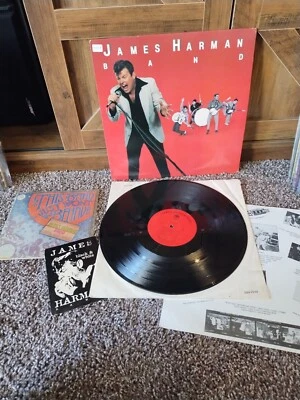 JAMES HARMAN BAND THANK YOU BABY LP 1983 OG w/rare signed 45 and postcard - Image 1 of 4