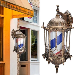 Barber Pole Light Red/White/Blue Stripes Rotating Metal Barbershop Salon - Picture 1 of 22