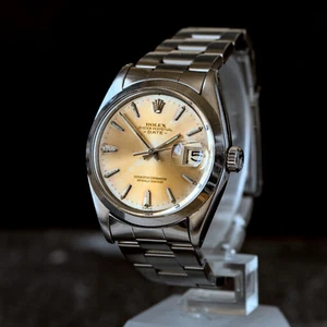 VINTAGE SWISS STEEL ROLEX OYSTER PERPETUAL DATE WATCH WRISTWATCH PAPERS SERVICED - Picture 1 of 9