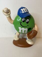 Vintage M&M's Green Baseball Character 9.5" Candy Dispenser with Movable Arm VGC