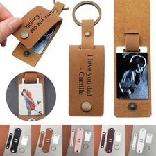 Ring DIY Key Chain Thermal Transfer Picture Card Photo Keychain Leather Cover