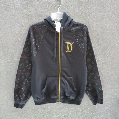 Disney Parks Women Hoodie Large Black Sleeping Beauty Castle Graphic Full Zip - Image 1 of 4