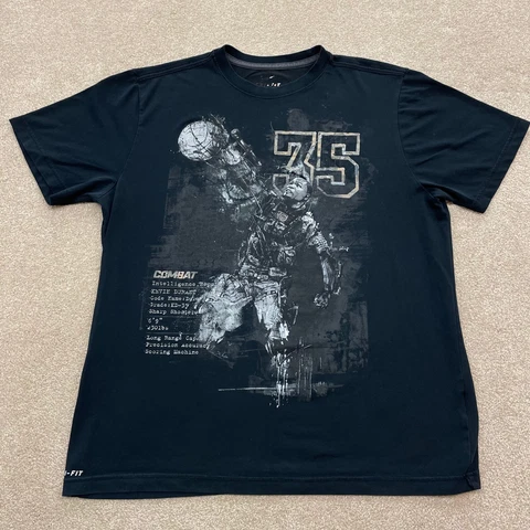 Kevin Durant Nike Shirt Men XL Adult Black Swoosh Logo Active Dri Fit KD Shooter Cover