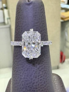 950 Platinum IGI Certified 3.50 TCW E/VS1 Radiant Cut Lab Grown Diamond Ring - Picture 1 of 4