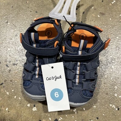 Cat & Jack™ Toddler Boys' Afton Hiking Sandals - Size 6 - Blue And Orange - Image 1 of 3