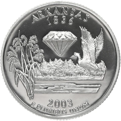 2003 S State Quarter Arkansas Gem Proof Deep Cameo 90% Silver US Coin Cover