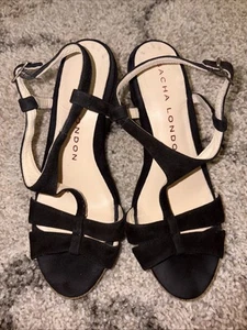 Womens Sacha London Black Platform Wedges Size 10 - Picture 1 of 8