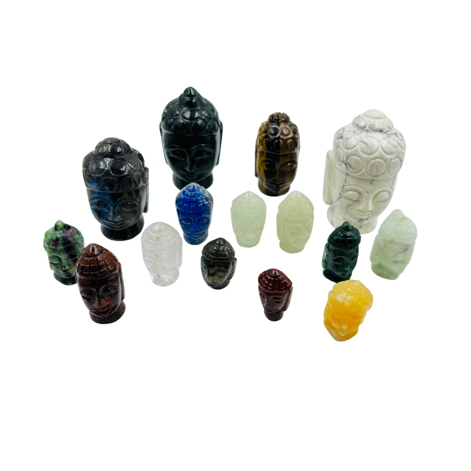 Hand_Carved Natural Geamstone Buddha Head Spiritaul Stone Statue for hone decor - Image 1 of 1