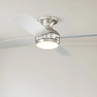 52" Elite Modern Hugger Indoor Ceiling Fan with LED Light Remote Control Nickel - Image 1 of 4