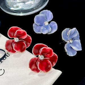 Petal Shape Ear Stud Enamel Finish Enamel Petal Earrings Wedding - Picture 1 of 10