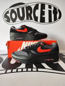 Nike Air Max 1 ESS 'Vamps' Negro/Rojo Universitario-Gris Hierro 7.5UK/8.5US NUEVO - Imagen 1 de 10