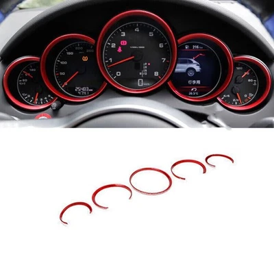 Fit For Porsche Cayenne 2011-2017 Bright Red Speedometer Panel Frame Cover Trim Foto 1 de 4