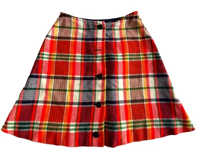 Vintage Fritzi California Mini Skirt Womens Size Small 1960s Wool Plaid 1970s - Image 1 of 4