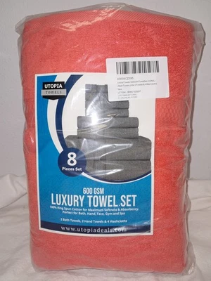 Utopia Towels 8-pcs Luxury Towel Set 2 Bath Towels 2 Hand T & 4 Washcloth COTTON - Image 1 of 4