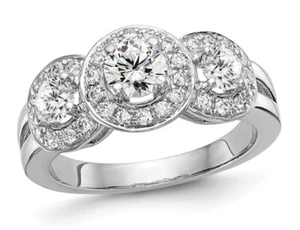 1,30 Karat (ctw SI1-SI2, G-H) im Labor angebauter dreisteiniger Diamant-Verlobungsring 14K - Bild 1 von 5