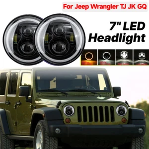 2x 7" Inch Round 150W LED Headlight Hi/Lo Beam DRL Fit For JEEP Wrangler JK - Picture 1 of 12