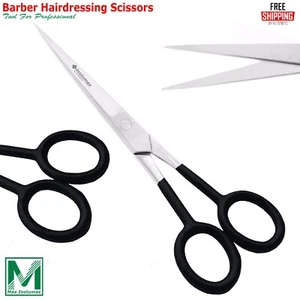 Barber Hair Cutting Scissors 6.5" – Silver Stainless Shears with Black Rings - Picture 1 of 5