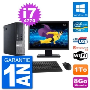 PC DELL 9020 SFF Bildschirm 19 " Intel i7-4770 RAM 8Go Disc 1To Windows 10 Wifi - Bild 1 von 3
