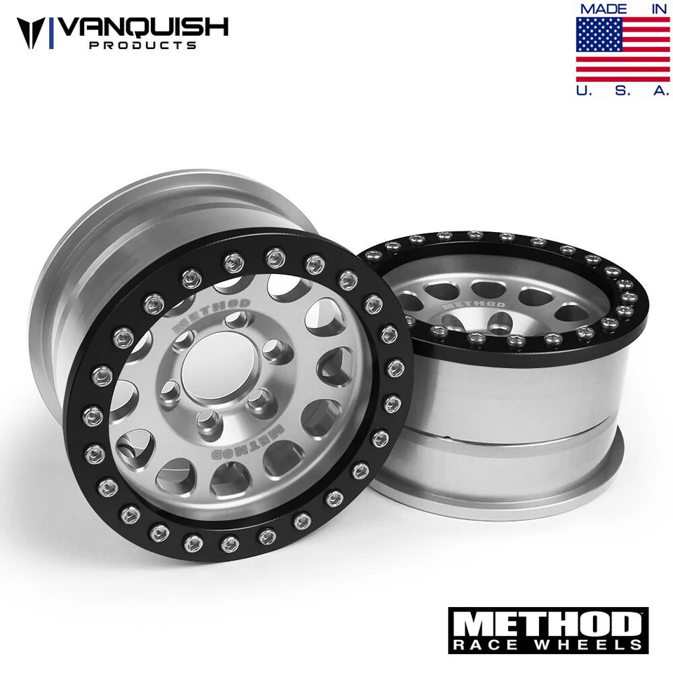 Vanquish Method 1.9 Race Wheel 105 Silver w/Black Ring VPS07914 - Image 1 of 1